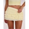 image:imageWomens Polka Dots Ruffle Tiered Layered Skirts Low Rise Ruched Y2K A Line Mini SkirtPure Yellow