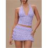 image:imageWomens Polka Dots Ruffle Tiered Layered Skirts Low Rise Ruched Y2K A Line Mini SkirtPurple