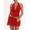 image:imageWomens Polka Dots Ruffle Tiered Layered Skirts Low Rise Ruched Y2K A Line Mini SkirtRed