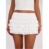 image:imageWomens Polka Dots Ruffle Tiered Layered Skirts Low Rise Ruched Y2K A Line Mini SkirtWhite