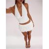 image:imageWomens Polka Dots Ruffle Tiered Layered Skirts Low Rise Ruched Y2K A Line Mini SkirtWhite