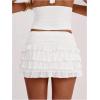 image:imageWomens Polka Dots Ruffle Tiered Layered Skirts Low Rise Ruched Y2K A Line Mini SkirtWhite