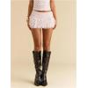 image:imageWomens Polka Dots Ruffle Tiered Layered Skirts Low Rise Ruched Y2K A Line Mini SkirtWhite Pink
