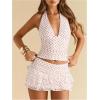 image:imageWomens Polka Dots Ruffle Tiered Layered Skirts Low Rise Ruched Y2K A Line Mini SkirtWhite Pink