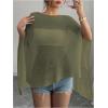 image:imageWomens See Through Knit Poncho Shawl 34 Sleeve Split Asymmetrical Shrug Sweater Cover UpArmy Green
