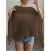image:imageWomens See Through Knit Poncho Shawl 34 Sleeve Split Asymmetrical Shrug Sweater Cover UpCoffee Brown