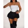 image:imageWomens Sequin Glitter Booty Shorts Layered Ruffle Sparkly Skirts High Waisted Club Party Rave Cheeky SkortsBlack