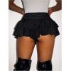 image:imageWomens Sequin Glitter Booty Shorts Layered Ruffle Sparkly Skirts High Waisted Club Party Rave Cheeky SkortsBlack