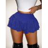image:imageWomens Sequin Glitter Booty Shorts Layered Ruffle Sparkly Skirts High Waisted Club Party Rave Cheeky SkortsPlain Deep Blue