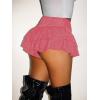 image:imageWomens Sequin Glitter Booty Shorts Layered Ruffle Sparkly Skirts High Waisted Club Party Rave Cheeky SkortsPlain Pink