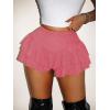 image:imageWomens Sequin Glitter Booty Shorts Layered Ruffle Sparkly Skirts High Waisted Club Party Rave Cheeky SkortsPlain Pink