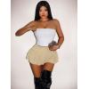 image:imageWomens Sequin Glitter Booty Shorts Layered Ruffle Sparkly Skirts High Waisted Club Party Rave Cheeky SkortsPure Apricot