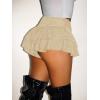 image:imageWomens Sequin Glitter Booty Shorts Layered Ruffle Sparkly Skirts High Waisted Club Party Rave Cheeky SkortsPure Apricot