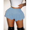 image:imageWomens Sequin Glitter Booty Shorts Layered Ruffle Sparkly Skirts High Waisted Club Party Rave Cheeky SkortsPure Light Blue