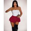image:imageWomens Sequin Glitter Booty Shorts Layered Ruffle Sparkly Skirts High Waisted Club Party Rave Cheeky SkortsPure Red