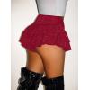 image:imageWomens Sequin Glitter Booty Shorts Layered Ruffle Sparkly Skirts High Waisted Club Party Rave Cheeky SkortsPure Red
