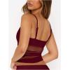 image:imageWomens Sheer Mesh Camisole Tops Ruched V Neck Spaghetti Strap Crop Tank TopBurgundy