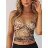 image:imageWomens Sheer Mesh Camisole Tops Ruched V Neck Spaghetti Strap Crop Tank TopDeer Print