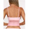 image:imageWomens Sheer Mesh Camisole Tops Ruched V Neck Spaghetti Strap Crop Tank TopPink