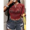 image:imageWomens Sheer Mesh Letter Graphic Tees Short Sleeve Crew Neck Y2K Vintage Crop Tops Going Out T ShirtBurgundy