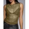 image:imageWomens Sheer Mesh Tank Top Sleeveless Slim Fit Fitted Summer Shirts Going Out TopsArmy Green