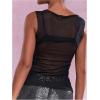 image:imageWomens Sheer Mesh Tank Top Sleeveless Slim Fit Fitted Summer Shirts Going Out TopsBlack