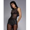 image:imageWomens Sheer Mesh Tank Top Sleeveless Slim Fit Fitted Summer Shirts Going Out TopsBrown