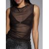 image:imageWomens Sheer Mesh Tank Top Sleeveless Slim Fit Fitted Summer Shirts Going Out TopsBrown