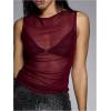image:imageWomens Sheer Mesh Tank Top Sleeveless Slim Fit Fitted Summer Shirts Going Out TopsBurgundy Red