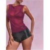 image:imageWomens Sheer Mesh Tank Top Sleeveless Slim Fit Fitted Summer Shirts Going Out TopsHot Pink