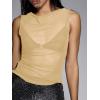 image:imageWomens Sheer Mesh Tank Top Sleeveless Slim Fit Fitted Summer Shirts Going Out TopsKhaki