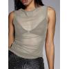 image:imageWomens Sheer Mesh Tank Top Sleeveless Slim Fit Fitted Summer Shirts Going Out TopsLight Grey