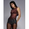 image:imageWomens Sheer Mesh Tank Top Sleeveless Slim Fit Fitted Summer Shirts Going Out TopsMocha Brown