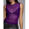 image:imageWomens Sheer Mesh Tank Top Sleeveless Slim Fit Fitted Summer Shirts Going Out TopsPurple