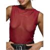 image:imageWomens Sheer Mesh Tank Top Sleeveless Slim Fit Fitted Summer Shirts Going Out TopsRed