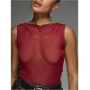 image:imageWomens Sheer Mesh Tank Top Sleeveless Slim Fit Fitted Summer Shirts Going Out TopsRed