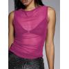image:imageWomens Sheer Mesh Tank Top Sleeveless Slim Fit Fitted Summer Shirts Going Out TopsViolet Purple