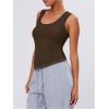 image:imageWomens Sheer Square Neck Tank Top Sleeveless Fitted Vacation Summer Tops Basic ShirtCoffee Brown