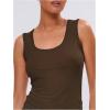 image:imageWomens Sheer Square Neck Tank Top Sleeveless Fitted Vacation Summer Tops Basic ShirtCoffee Brown