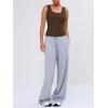 image:imageWomens Sheer Square Neck Tank Top Sleeveless Fitted Vacation Summer Tops Basic ShirtCoffee Brown