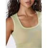 image:imageWomens Sheer Square Neck Tank Top Sleeveless Fitted Vacation Summer Tops Basic ShirtGreen