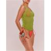image:imageWomens Sheer Square Neck Tank Top Sleeveless Fitted Vacation Summer Tops Basic ShirtOlive Green