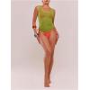 image:imageWomens Sheer Square Neck Tank Top Sleeveless Fitted Vacation Summer Tops Basic ShirtOlive Green