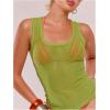 image:imageWomens Sheer Square Neck Tank Top Sleeveless Fitted Vacation Summer Tops Basic ShirtOlive Green