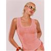 image:imageWomens Sheer Square Neck Tank Top Sleeveless Fitted Vacation Summer Tops Basic ShirtSheer Pink
