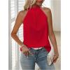 image:imageWomens Summer Halter Tops Tie Back Frill Sleeveless Casual Blouses for Women Dressy Work ShirtsPure Red