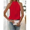 image:imageWomens Summer Halter Tops Tie Back Frill Sleeveless Casual Blouses for Women Dressy Work ShirtsPure Red