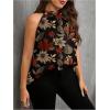 image:imageWomens Tropical Paisley Print Halter Blouse Sleeveless Boho Shirt Tops Button Back Vacation TopsBlack and Brown