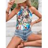 image:imageWomens Tropical Paisley Print Halter Blouse Sleeveless Boho Shirt Tops Button Back Vacation TopsBlue Leopard