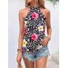 image:imageWomens Tropical Paisley Print Halter Blouse Sleeveless Boho Shirt Tops Button Back Vacation TopsFloral Brown